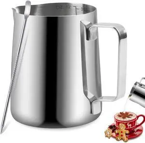 Stainless Steel Espresso Milk Frothing Pitcher - 12OZ/350ML Coffee Milk Frother Cup with Decorating Art Pen for Espresso Machine, Latte Art Stainless Steel Espresso Milk Frothing Pitcher - 12OZ/350ML Coffee Milk Frother Cup with Decorating Art Pen for Espresso Machine, Latte Art