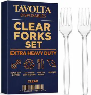 Disposable Plastic Forks Heavy Duty Silverware Set Clear Cutlery Forks Bulk BPA Free Food Safe Durable for Party Wedding Catering Picnic BBQ Takeout Buffet Serving Supplies Pack x50 Disposable Plastic Forks Heavy Duty Silverware Set Clear Cutlery Forks Bulk BPA Free Food Safe Durable for Party Wedding Catering Picnic BBQ Takeout Buffet Serving Supplies Pack x50