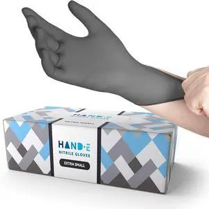 Hand-E Touch Disposable Grey Nitrile Gloves 50 and 200 Count, Latex Free Medical Gloves Hand-E Touch Disposable Grey Nitrile Gloves 50 and 200 Count, Latex Free Medical Gloves