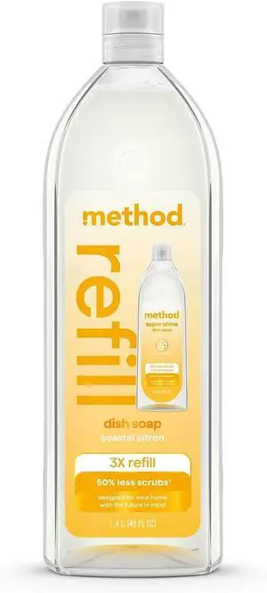 method Super Shine Liquid Dish Soap Refill, Coastal Citron, 48 fl oz method Super Shine Liquid Dish Soap Refill, Coastal Citron, 48 fl oz
