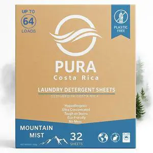 Laundry Detergent Sheets - Ultra Concentrated & Hypoallergenic - Deep Clean, Safe for Sensitive Skin, Plastic-Free & Non-Toxic - Works in Hot & Cold Water - (64 Loads 32 Sheets) - Mountain Mist Laundry Detergent Sheets - Ultra Concentrated & Hypoallergenic - Deep Clean, Safe for Sensitive Skin, Plastic-Free & Non-Toxic - Works in Hot & Cold Water - (64 Loads 32 Sheets) - Mountain Mist