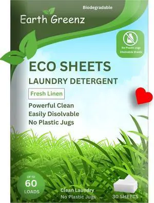 Laundry Detergent Sheets - Fresh Linen - No Plastic Jug (60 Loads) 30 Sheets Laundry Detergent Sheets - Fresh Linen - No Plastic Jug (60 Loads) 30 Sheets