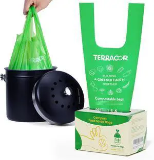 1.6 Gallon Compostable Food Scrap Bags Handle Tie for Kitchen Countertop Bin, 6 Liter Small Compost Bags, 50 Count, BPI Certified and Meet The ASTM D6400 Standard 1.6 Gallon Compostable Food Scrap Bags Handle Tie for Kitchen Countertop Bin, 6 Liter Small Compost Bags, 50 Count, BPI Certified and Meet The ASTM D6400 Standard