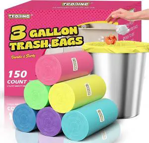 Small 3 Gallon Trash Bags Unscented, 0.78 Mil, Colored, 150 Count Small 3 Gallon Trash Bags Unscented, 0.78 Mil, Colored, 150 Count