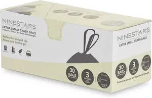 Ninestars NSTB-3-30 Extra Strong White Trash Bag w/Drawstring Closure, 3 Gal. / 12 L., 30 Count Ninestars NSTB-3-30 Extra Strong White Trash Bag w/Drawstring Closure, 3 Gal. / 12 L., 30 Count