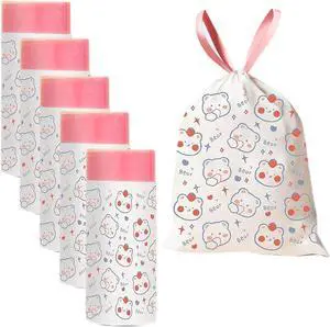 4 Gallon Trash Bags 75 Count- Drawstring small trash Bags 1.1mil Thick for Bathroom, Kitchen, Bedroom, Office Toilet Home (White-pink, 75Counts) 4 Gallon Trash Bags 75 Count- Drawstring small trash Bags 1.1mil Thick for Bathroom, Kitchen, Bedroom, Office Toilet Home (White-pink, 75Counts)
