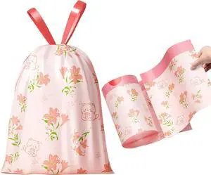 4 Gallon Small Trash Bags 78pcs Tearing-Free Drawstring for Bathroom Office Home Bedroom Trash Can with Pink Lily Printed Garbage Basket Bags 4 Gallon Small Trash Bags 78pcs Tearing-Free Drawstring for Bathroom Office Home Bedroom Trash Can with Pink Lily Printed Garbage Basket Bags