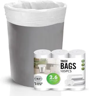 Charmount 2.6 Gallon Small Trash Bags, Garbage Bags 105 Counts Charmount 2.6 Gallon Small Trash Bags, Garbage Bags 105 Counts