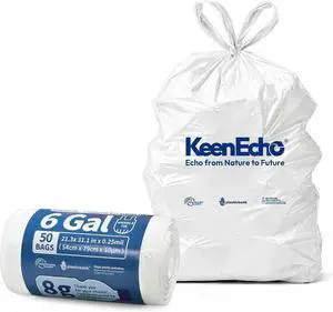 Small Trash Bags with Handles (1.2/2/2.6/3/4/5/6/8/13 Gallon) - Ocean Plastic Upcycling - Plastic Garbage Bags, Can Bin & Waste Basket Liner for Kitchen, Bathroom, Office&Pets 6 Gal 50 Count Small Trash Bags with Handles (1.2/2/2.6/3/4/5/6/8/13 Gallon) - Ocean Plastic Upcycling - Plastic Garbage Bags, Can Bin & Waste Basket Liner for Kitchen, Bathroom, Office&Pets 6 Gal 50 Count