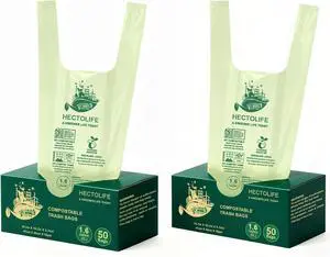 HECTOLIFE 1.6 Gallon 100 Count Compostable Bags Handle Tie HECTOLIFE 1.6 Gallon 100 Count Compostable Bags Handle Tie