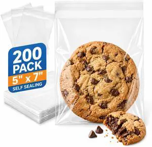 Clear Poly Bags Adhesive 5x7 in, 200 Count Clear Poly Bags Adhesive 5x7 in, 200 Count