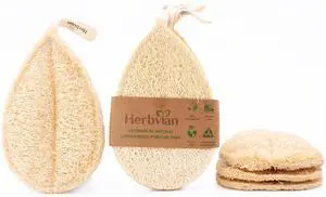 Natural Loofah Kitchen Scrubbing Pads, Vietnamese 100% Plant-Based Luffa, Multi-Purpose Dish Washing Sponges (Pack 4) Natural Loofah Kitchen Scrubbing Pads, Vietnamese 100% Plant-Based Luffa, Multi-Purpose Dish Washing Sponges (Pack 4)