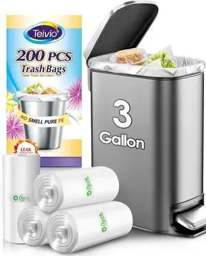 Teivio Small Clear Trash Bags 3 Gallon 200 Count Bathroom Garbage Bags Teivio Small Clear Trash Bags 3 Gallon 200 Count Bathroom Garbage Bags