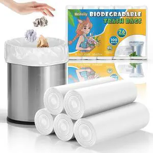 Small Compostable Trash Bags 2.6 Gallon - 100 Count Unscented Biodegradable Garbage Bag Bulk Clear White Durable Thick Tiny Waste Basket Liners for Kitchen Office Car Pet Heihaily Small Compostable Trash Bags 2.6 Gallon - 100 Count Unscented Biodegradable Garbage Bag Bulk Clear White Durable Thick Tiny Waste Basket Liners for Kitchen Office Car Pet Heihaily