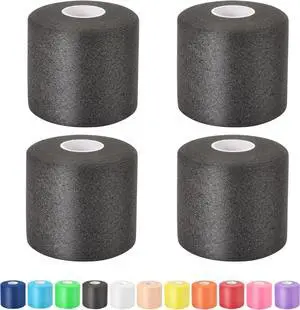 Pre Wrap Athletic Tape 4 Pack, 2.4 Inch x 22 Yards Foam Underwrap, Black Pre Wrap Athletic Tape 4 Pack, 2.4 Inch x 22 Yards Foam Underwrap, Black
