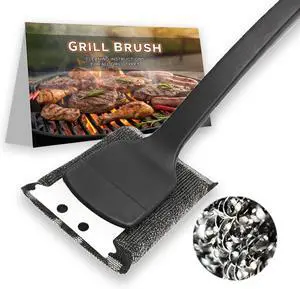 BBQ Grill Brush for Outdoor Grill Accessories with Stainless Steel Scraper Grill Brush Bristle Free Flat Top Grill Cleaner BBQ Cleaning Brush for All Grill Types BBQ Grill Brush for Outdoor Grill Accessories with Stainless Steel Scraper Grill Brush Bristle Free Flat Top Grill Cleaner BBQ Cleaning Brush for All Grill Types