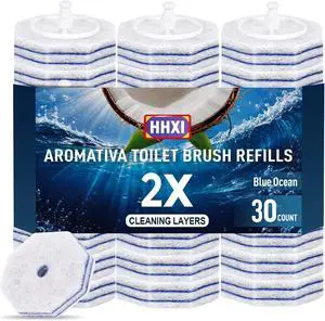 30Ct Aromative Toilet Brush Refills, Double-Layer Cleaning Pads Added, Compatible with Most Toilet Brushes Blue OceanPatented 30Ct Aromative Toilet Brush Refills, Double-Layer Cleaning Pads Added, Compatible with Most Toilet Brushes Blue OceanPatented