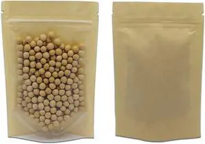 FERENLI 50 Pcs 3.9x5.9 inch Brown Kraft Paper Stand Up Food Bags FERENLI 50 Pcs 3.9x5.9 inch Brown Kraft Paper Stand Up Food Bags