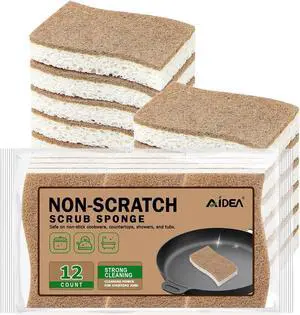 AIDEA Sponges Non Scratch, 12Count, Natural Sponge for Non Stick Cookware AIDEA Sponges Non Scratch, 12Count, Natural Sponge for Non Stick Cookware