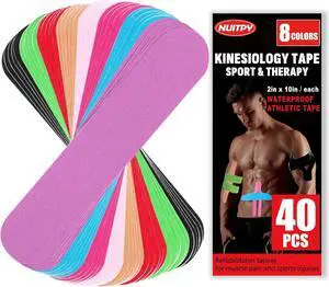 40 Pcs Precut Kinesiology Tape Strips, 8 Colors 2in x 10in Kinetic Tape 40 Pcs Precut Kinesiology Tape Strips, 8 Colors 2in x 10in Kinetic Tape