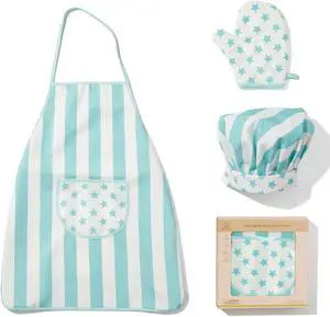 Kid Apron and Chef Hat Set, 3Pcs Children Cooking Baking Set Kits Kid Apron and Chef Hat Set, 3Pcs Children Cooking Baking Set Kits