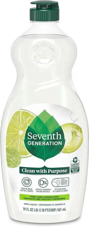Seventh Generation Dish Soap Fresh Lime & Ginger Scent 1 count Dishwashing Soap Dish Detergent Liquid Soap 19 oz Seventh Generation Dish Soap Fresh Lime & Ginger Scent 1 count Dishwashing Soap Dish Detergent Liquid Soap 19 oz