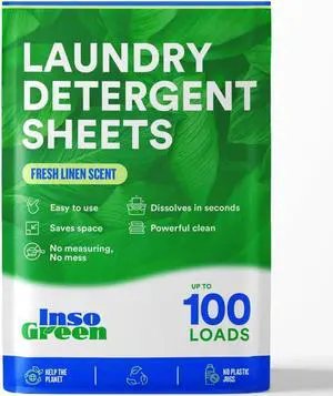 Eco Washer Sheets Detergent - 100 Loads, Zero Plastic Jugs, No Mess & Space-Saving Laundry Strips - Travel Laundry Detergent - 50 Sheets Eco Washer Sheets Detergent - 100 Loads, Zero Plastic Jugs, No Mess & Space-Saving Laundry Strips - Travel Laundry Detergent - 50 Sheets
