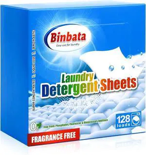 Binbata Laundry Detergent Sheets Up to 128 Loads, Plastic Free Eco-Friendly Binbata Laundry Detergent Sheets Up to 128 Loads, Plastic Free Eco-Friendly