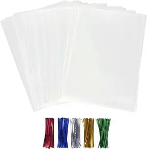 50Pcs Cellophane Bags, Cello Cellophane Treat Bags 4x6 Plastic Gift Bags for Packaging Cookies, Pretzel Rod, Sandwich, Candy, Chocolate, Clear Party Favor Bags with Ties 50Pcs Cellophane Bags, Cello Cellophane Treat Bags 4x6 Plastic Gift Bags for Packaging Cookies, Pretzel Rod, Sandwich, Candy, Chocolate, Clear Party Favor Bags with Ties
