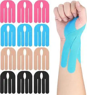 12 Pcs Precut Kinesiology Tape for Wrist, Athletic Support 12 Pcs Precut Kinesiology Tape for Wrist, Athletic Support