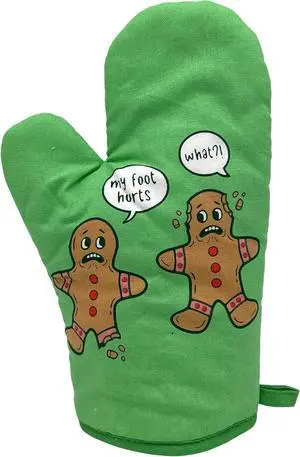 Funny Gingerbread Oven Mitt My Foot Hurts Cartoon Design Funny Gingerbread Oven Mitt My Foot Hurts Cartoon Design