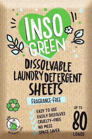 InsoGreen Unscented Laundry Detergent Sheets - 40 Eco Sheets for Up to 80 Loads - Fragrance-Free, Zero Plastic Packaging, Travel Laundry Detergent InsoGreen Unscented Laundry Detergent Sheets - 40 Eco Sheets for Up to 80 Loads - Fragrance-Free, Zero Plastic Packaging, Travel Laundry Detergent
