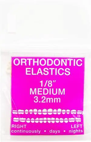 JMU Orthodontic Elastics 1/8 Medium, 100 Pack Intraoral Dental Rubber Bands JMU Orthodontic Elastics 1/8 Medium, 100 Pack Intraoral Dental Rubber Bands