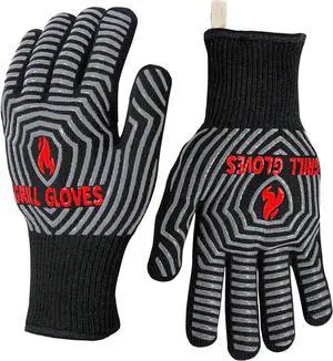 QUWIN BBQ Gloves, 1472°F Heat Resistant Grilling Gloves Silicone Non-Slip Oven Mitts, Kitchen Gloves for BBQ, Grilling, Cooking, Baking(One Size Fits Most, Black)- 1 Pair QUWIN BBQ Gloves, 1472°F Heat Resistant Grilling Gloves Silicone Non-Slip Oven Mitts, Kitchen Gloves for BBQ, Grilling, Cooking, Baking(One Size Fits Most, Black)- 1 Pair