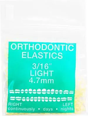 JMU Orthodontic Elastics 3/16 Light, 100 Pack Intraoral Dental Rubber Bands JMU Orthodontic Elastics 3/16 Light, 100 Pack Intraoral Dental Rubber Bands