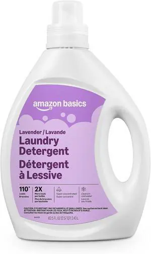 Amazon Basics Concentrated Liquid Laundry Detergent, Lavender, 110 loads, 82.5 Fl Oz, Packaging May Vary Amazon Basics Concentrated Liquid Laundry Detergent, Lavender, 110 loads, 82.5 Fl Oz, Packaging May Vary