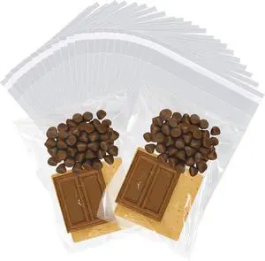WIKDAY 200PCS Cookie Bags 5x7 Inches Clear Self Sealing Cellophane Bags WIKDAY 200PCS Cookie Bags 5x7 Inches Clear Self Sealing Cellophane Bags