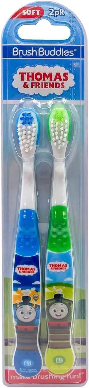 Brush Buddies Thomas and Friends Kids Toothbrush Twin Pack Manual Toothbrushes for Toddlers & Children Ages 3+ Soft Bristles Green & Blue Character Toothbrush for Boys & Girls Brush Buddies Thomas and Friends Kids Toothbrush Twin Pack Manual Toothbrushes for Toddlers & Children Ages 3+ Soft Bristles Green & Blue Character Toothbrush for Boys & Girls