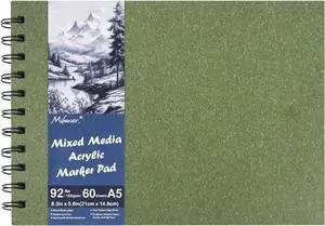 5.8x8.3in Sketch Book, 60Sheets Spiral Bound Notebooks, Bright White 92lbs/150gsm Acid-Free Drawing Paper for Painting,Sketching, Professional Sketch Pad for Artists, Beginners. BW-Grass Green 5.8x8.3in Sketch Book, 60Sheets Spiral Bound Notebooks, Bright White 92lbs/150gsm Acid-Free Drawing Paper for Painting,Sketching, Professional Sketch Pad for Artists, Beginners. BW-Grass Green