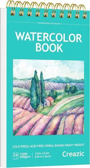 Small Watercolor Sketchbook, 3.5" x5.5(140lb/300g), Spiral Bound with Tear Line. Artist Water Color Paper, Portable Travel Notebook for Watercolor or Quick Sketch - Ideal for Kids & Adults Small Watercolor Sketchbook, 3.5" x5.5(140lb/300g), Spiral Bound with Tear Line. Artist Water Color Paper, Portable Travel Notebook for Watercolor or Quick Sketch - Ideal for Kids & Adults