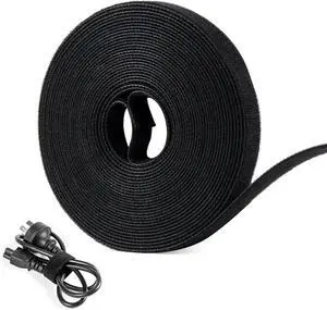 Hook and Loop Cable Ties Roll 20ft x 1/2in | Reusable Self-Gripping Hook-and-Loop Straps, UV-Resistant, Cut-to-Length Wire Management for Home, Office & Garden, Black Hook and Loop Cable Ties Roll 20ft x 1/2in | Reusable Self-Gripping Hook-and-Loop Straps, UV-Resistant, Cut-to-Length Wire Management for Home, Office & Garden, Black