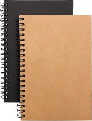 Soft Cover Spiral Notebook Journal 2-Pack, Blank Sketch Book Pad, Wirebound Memo Notepads Diary Notebook Planner with Unlined Paper, 100 Pages/ 50 Sheets, 7Inchx 4.75Inch (Brown and Black) Soft Cover Spiral Notebook Journal 2-Pack, Blank Sketch Book Pad, Wirebound Memo Notepads Diary Notebook Planner with Unlined Paper, 100 Pages/ 50 Sheets, 7Inchx 4.75Inch (Brown and Black)