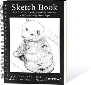 7.5 x 5.1 Inch Sketch Book, 50 Sheets,100gsm, Spiral Bound Black Hardcover with Dog Cover, Ideal for Sketching and Drawing 7.5 x 5.1 Inch Sketch Book, 50 Sheets,100gsm, Spiral Bound Black Hardcover with Dog Cover, Ideal for Sketching and Drawing