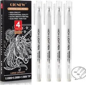 White Gel Pens,Opaque White Ink Pens for Black Paper Drawing,4 Pack | 1.0mm,0.8mm,0.6mm Fine Point Assorted Tip, 1mm White Gel Pens Black Paper Drawing, Sketching, Illustration, Bullet Journaling White Gel Pens,Opaque White Ink Pens for Black Paper Drawing,4 Pack | 1.0mm,0.8mm,0.6mm Fine Point Assorted Tip, 1mm White Gel Pens Black Paper Drawing, Sketching, Illustration, Bullet Journaling