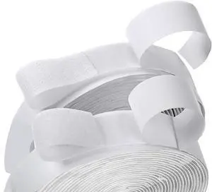 16 Feet Length 0.75 Inches Width Hook and Loop with Strong Self Adhesive Interlocking Strip, Mounting Tape Heavy Duty Adhesion Fastener (White) 16 Feet Length 0.75 Inches Width Hook and Loop with Strong Self Adhesive Interlocking Strip, Mounting Tape Heavy Duty Adhesion Fastener (White)