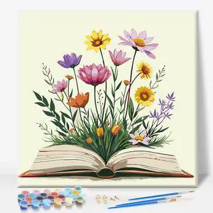 Framed Paint by Numbers Kit for Adults Beginners Books and Flowers | 8x12 Inch, Easy DIY Acrylic Canvas Painting Set with frame, Stress Relief Adult Craft , Home Wall Decor, Gift Idea Framed Paint by Numbers Kit for Adults Beginners Books and Flowers | 8x12 Inch, Easy DIY Acrylic Canvas Painting Set with frame, Stress Relief Adult Craft , Home Wall Decor, Gift Idea