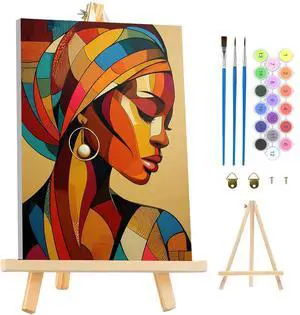 Framed Paint by Numbers Kit for Adults, Black Woman Canvas Painting by Number with Wooden Easel, DIY Acrylic Craft Art Kits with Tools for Beginners Gift Home Wall Decor 10×14 in Framed Paint by Numbers Kit for Adults, Black Woman Canvas Painting by Number with Wooden Easel, DIY Acrylic Craft Art Kits with Tools for Beginners Gift Home Wall Decor 10×14 in
