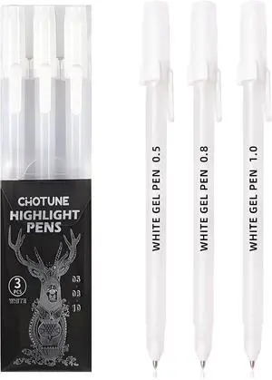 White Gel Pens, 3 Tip Sizes Pack White Ink Pen | Fine 0.5mm/Medium 0.8mm/Bold 1.0mm, For Art, Journaling, Drawing, Black Paper, Holiday Gifts & DIY Projects, DIY White Gel Pens, 3 Tip Sizes Pack White Ink Pen | Fine 0.5mm/Medium 0.8mm/Bold 1.0mm, For Art, Journaling, Drawing, Black Paper, Holiday Gifts & DIY Projects, DIY