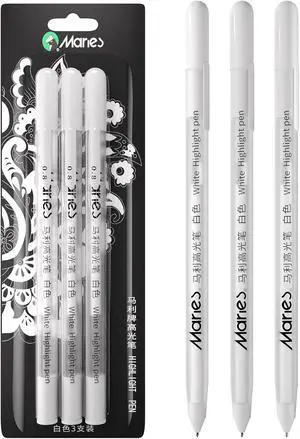 White Gel Pen Set, 3 Pack, 1mm Gel Ink Pens Opaque White Archival Ink Pens for Black Paper Drawing, Sketching, Illustration, Card Making, Bullet Journaling White Gel Pen Set, 3 Pack, 1mm Gel Ink Pens Opaque White Archival Ink Pens for Black Paper Drawing, Sketching, Illustration, Card Making, Bullet Journaling