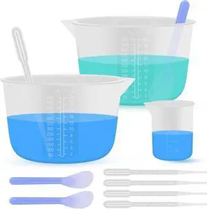 Silicone Resin Mixing Measuring Bowls 2Pcs 600ml/20oz for Resin Supplies, Thickened Reusable Silicone Bowl Cups for Epoxy Mixing, with Stir Sticks, Jewelry Making Silicone Resin Mixing Measuring Bowls 2Pcs 600ml/20oz for Resin Supplies, Thickened Reusable Silicone Bowl Cups for Epoxy Mixing, with Stir Sticks, Jewelry Making
